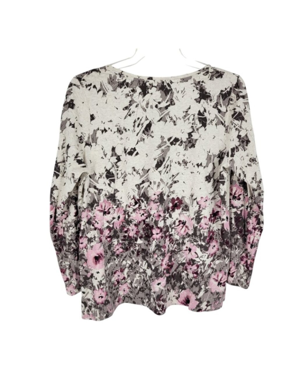 J Jill Pure Jill L Floral Scoop Neck High Low Top Long Sleeve Artsy Cottagecore - Picture 4 of 4